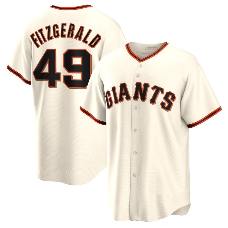 San Francisco Giants #49 Tyler Fitzgerald Home Replica Jersey - Cream Stitched Baseball Jersey baseball jersey product view 1