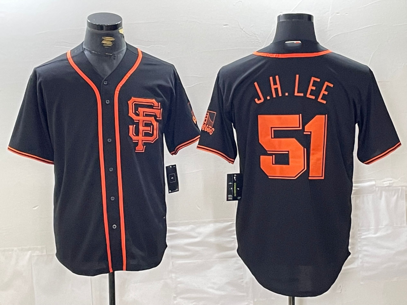 San Francisco Giants #51 Jung Hoo Lee Black With SF Stitched Cool Base Baseball Jersey baseball jersey product view 1