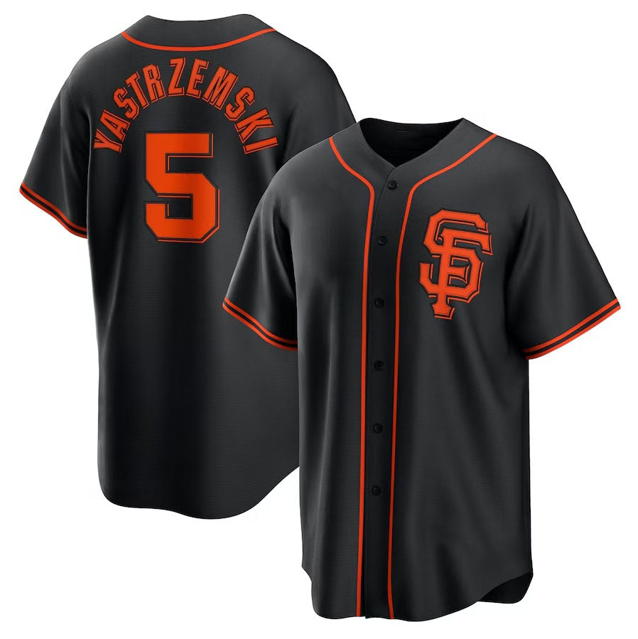 San Francisco Giants #5 Mike Yastrzemski Alternate Replica Player Name Jersey - Black Stitched Baseball Jersey baseball jersey product view 1