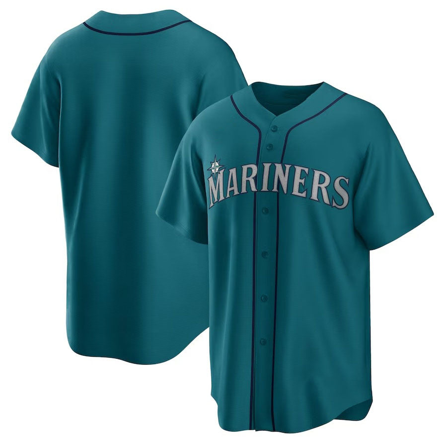 Seattle Mariners Alternate Replica Team Jersey - Aqua Stitched Baseball Jersey baseball jersey product view 1