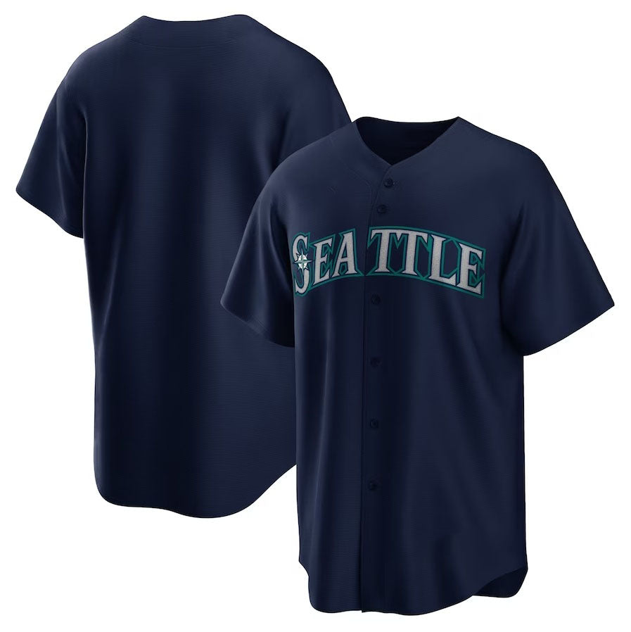 Seattle Mariners Alternate Replica Team Jersey - Navy Stitched Baseball Jersey baseball jersey product view 1