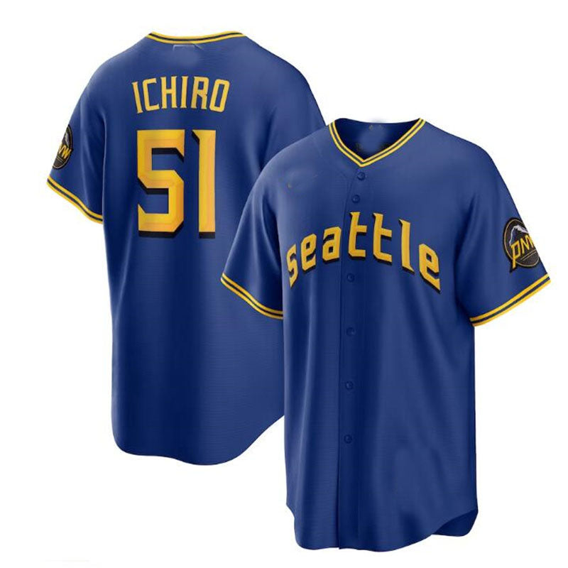 Seattle Mariners #51 Ichiro Suzuki Royal 2023 City Connect Replica Player Jersey Baseball Jerseys baseball jersey product view 1