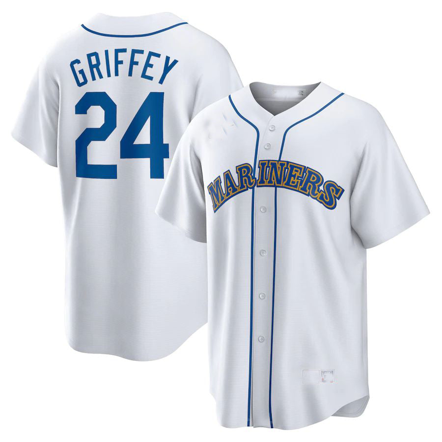 Seattle Mariners #24 Ken Griffey Jr. White Home Cooperstown Collection Player Jersey Baseball Jerseys baseball jersey product view 1