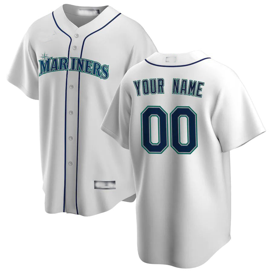 Custom Seattle Mariners White Home Replica Custom Jersey Baseball Jerseys baseball jersey product view 1
