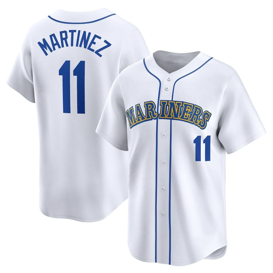 Seattle Mariners #11 Edgar Martinez Throwback Cooperstown Limited Jersey - White Stitched Baseball Jersey baseball jersey product view 1