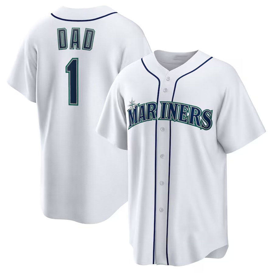 Seattle Mariners #1 Dad Home Replica Jersey - White Stitched Baseball Jersey baseball jersey product view 1