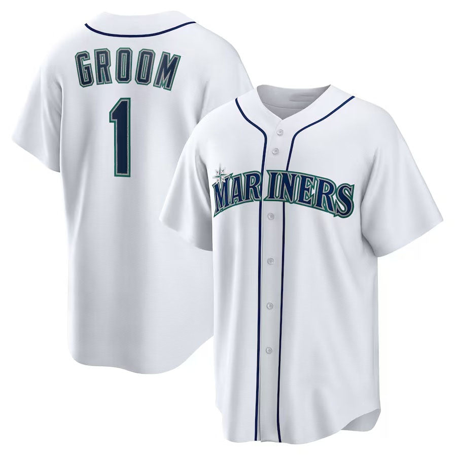 Seattle Mariners #1 Groom Home Replica Jersey - White Stitched Baseball Jersey baseball jersey product view 1