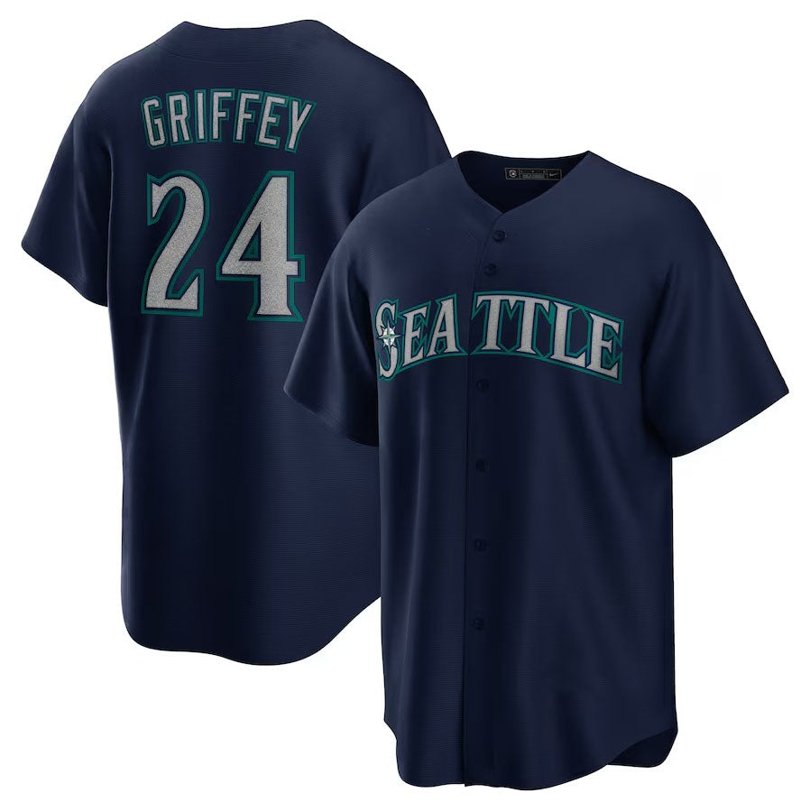 Seattle Mariners #24 Ken Griffey Jr. Alternate Replica Player Jersey - Navy Stitched Baseball Jersey baseball jersey product view 1