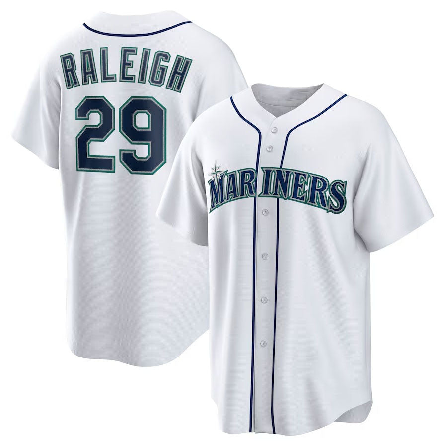 Seattle Mariners #29 Cal Raleigh Home Replica Player Jersey - White Stitched Baseball Jersey baseball jersey product view 1