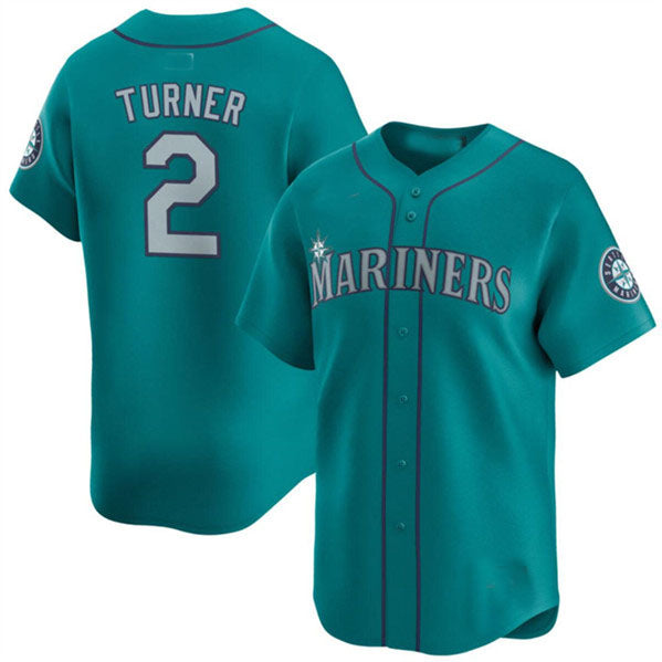 Seattle Mariners #2 Justin Turner Aqua Alternate Limited Stitched Baseball Jersey baseball jersey product view 1