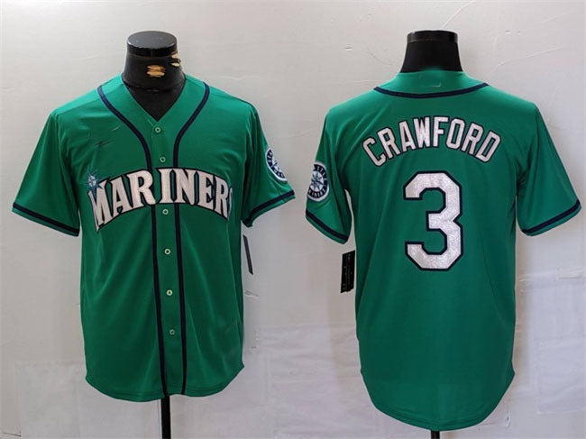 Seattle Mariners #3 J.P. Crawford Aqua Cool Base Stitched Baseball Jerseys baseball jersey product view 1