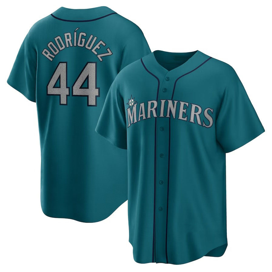 Seattle Mariners #44 Julio Rodriguez Official Replica Player Jersey - Aqua Stitched Baseball Jersey baseball jersey product view 1