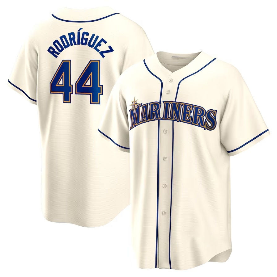 Seattle Mariners #44 Julio Rodriguez Official Replica Player Jersey - Cream Stitched Baseball Jersey baseball jersey product view 1