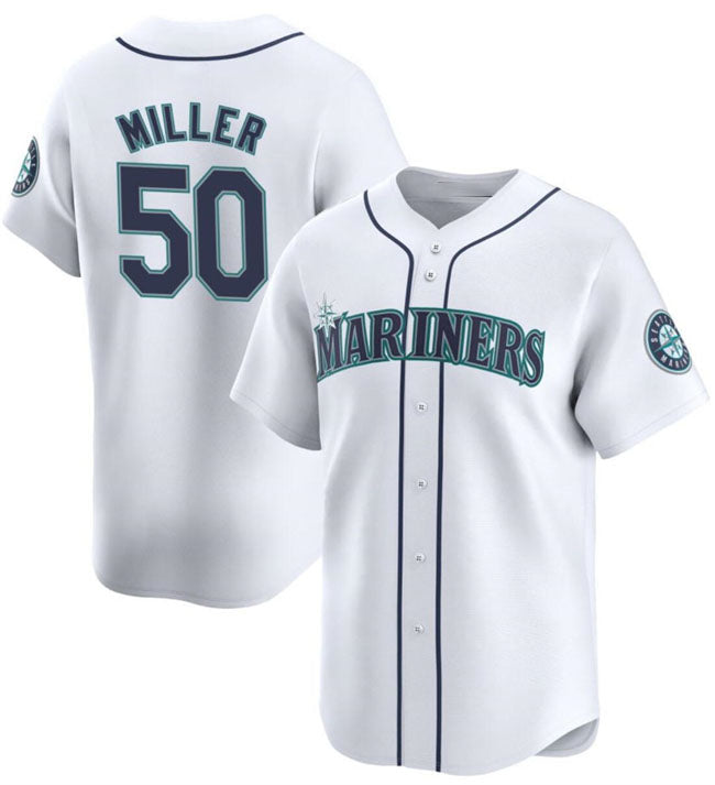 Seattle Mariners #50 Bryce Miller White Home Limited Stitched Baseball Jersey baseball jersey product view 1