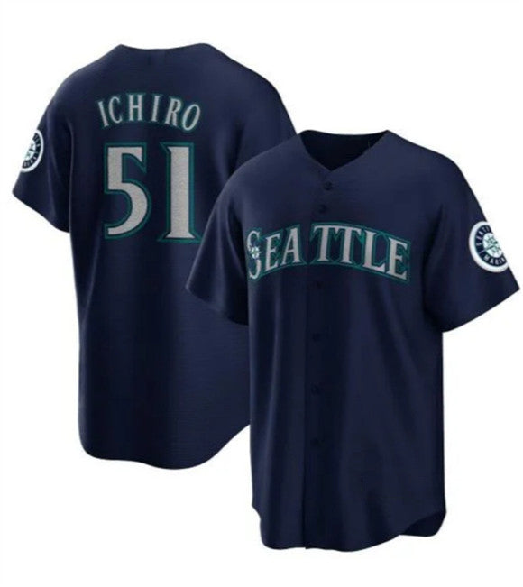 Seattle Mariners #51 Ichiro Suzuki Navy Cool Base Stitched Baseball Jersey baseball jersey product view 1