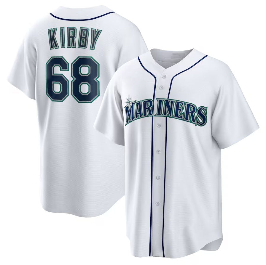Seattle Mariners #68 George Kirby Home Replica Jersey - White Stitched Baseball Jersey baseball jersey product view 1