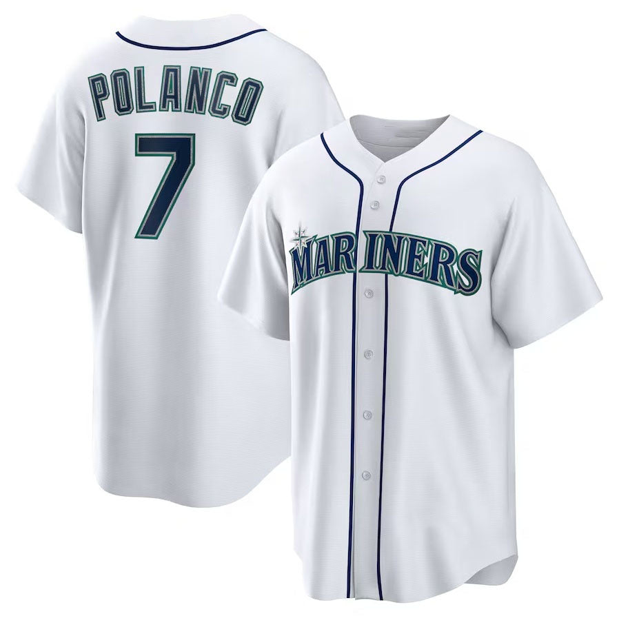Seattle Mariners #7 Jorge Polanco Home Replica Jersey - White Stitched Baseball Jersey baseball jersey product view 1