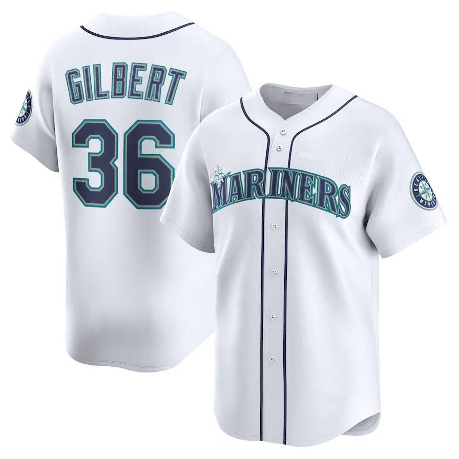 Seattle Mariners #36 Logan Gilbert Home Limited Player Jersey - White Stitched Baseball Jersey baseball jersey product view 1