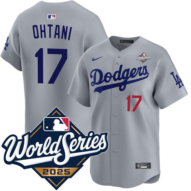 Shohei Ohtani Los Angeles Dodgers Alternate Road Limited 2025 World Series Jersey - Gray baseball jersey product view 1