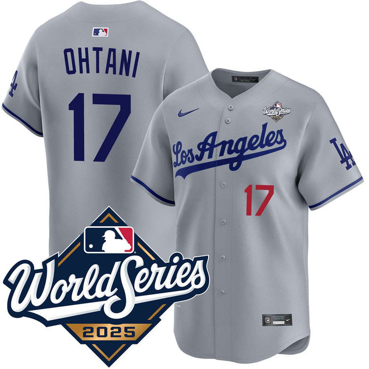 Shohei Ohtani Los Angeles Dodgers Road Limited 2025 World Series Jersey - Gray baseball jersey product view 1