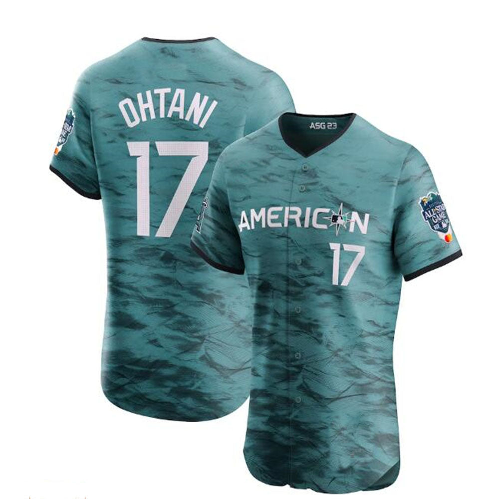#17 Shohei Ohtani American League 2023 All-Star Game Vapor Premier Elite Player Jersey - Teal Baseball Jerseys baseball jersey product view 1