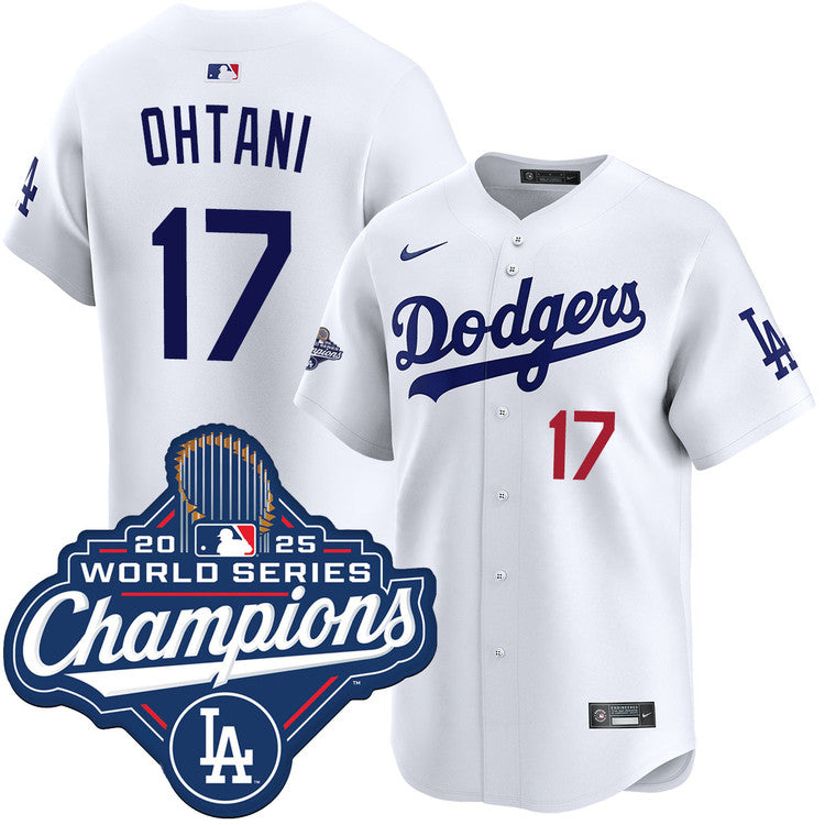 Shohei Ohtani Los Angeles Dodgers Home Limited 2025 World Series Champions Jersey - White baseball jersey product view 1