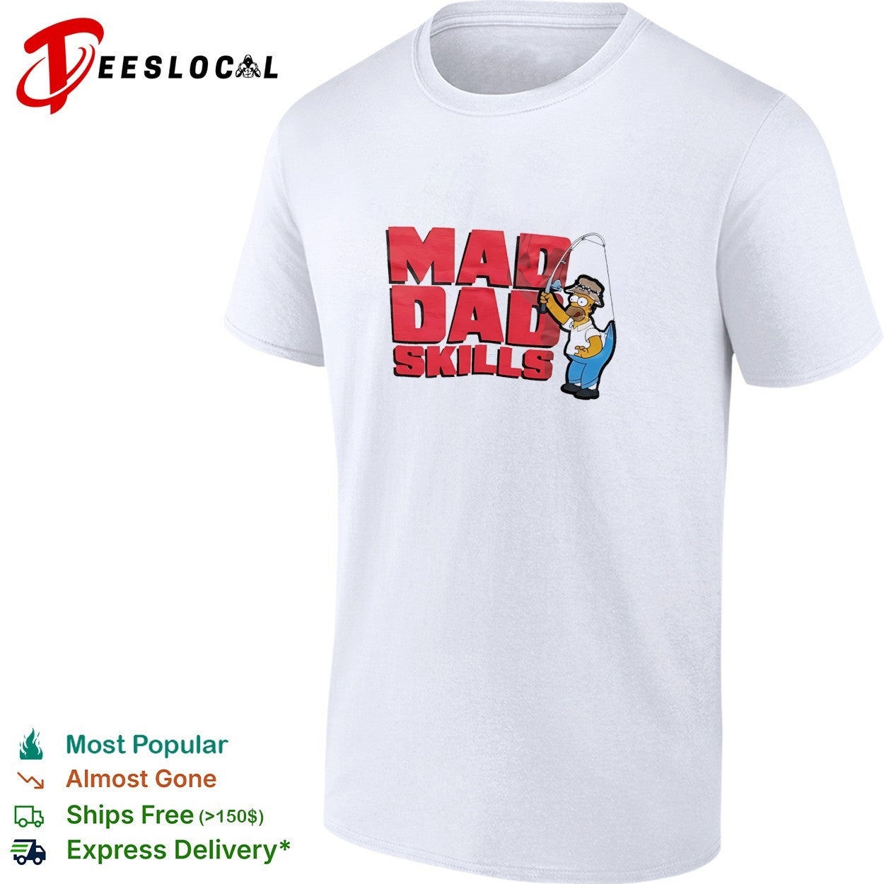 Simps Homer mad dad skills fishing - Adult & Kids T-Shirts, Sweatshirts & Hoodies apparel design preview 1