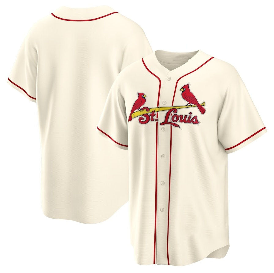 St. Louis Cardinals Alternate Replica Team Jersey - Cream Stitched Baseball Jersey baseball jersey product view 1
