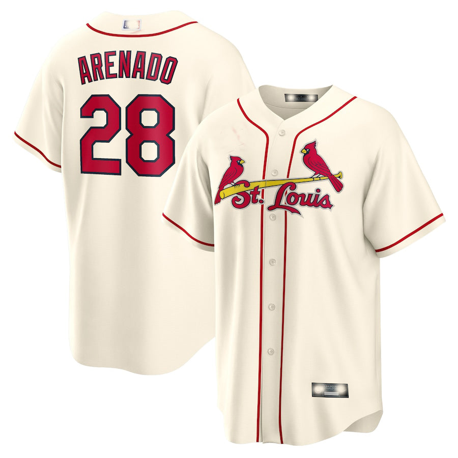 St. Louis Cardinals #28 Nolan Arenado Cream Alternate Official Replica Player Jersey Baseball Jerseys baseball jersey product view 1