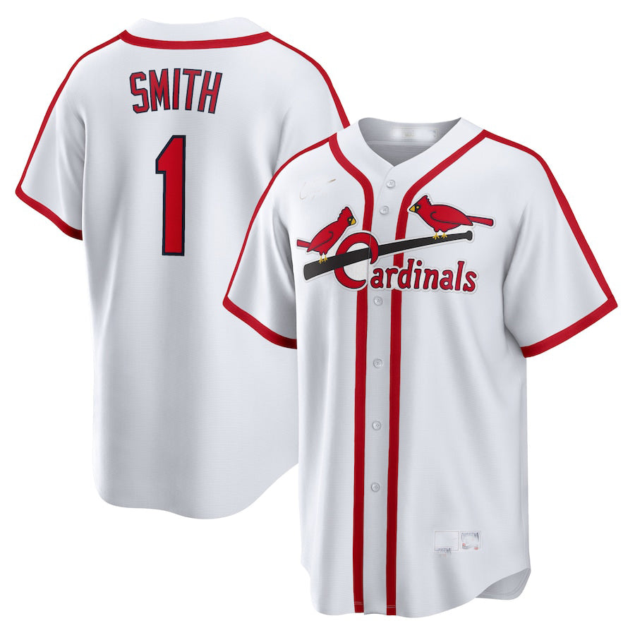 St. Louis Cardinals #1 Ozzie Smith White Home Cooperstown Collection Player Jersey Baseball Jerseys baseball jersey product view 1