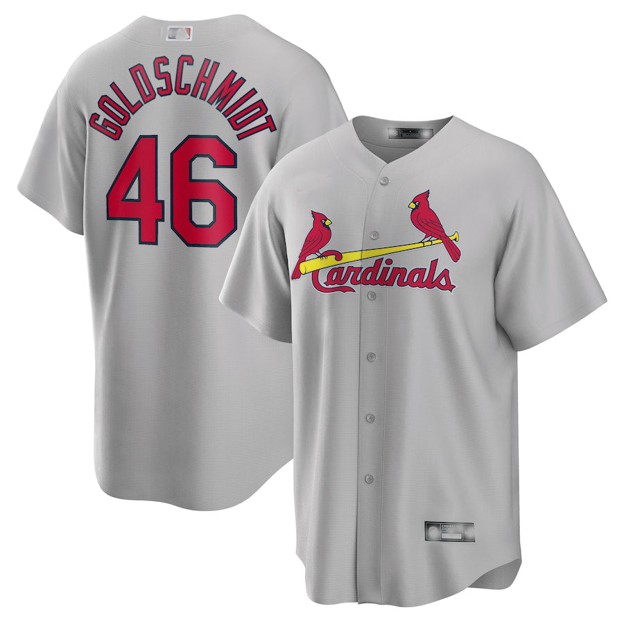St. Louis Cardinals #46 Paul Goldschmidt Gray Road Replica Player Name Jersey Baseball Jerseys baseball jersey product view 1