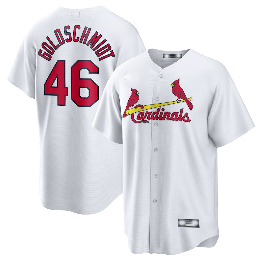 St. Louis Cardinals #46 Paul Goldschmidt White Home Replica Player Name Jersey Baseball Jerseys baseball jersey product view 1