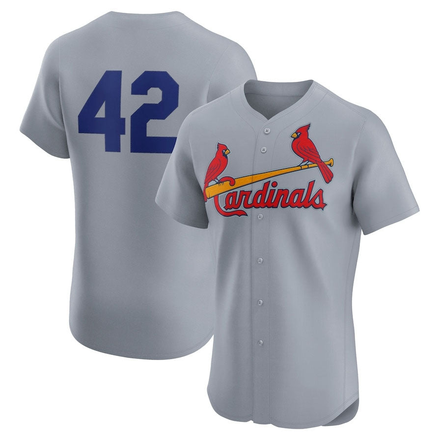 St. Louis Cardinals Road 2024 #42 Jackie Robinson Day Elite Jersey - Gray Baseball Jerseys baseball jersey product view 1