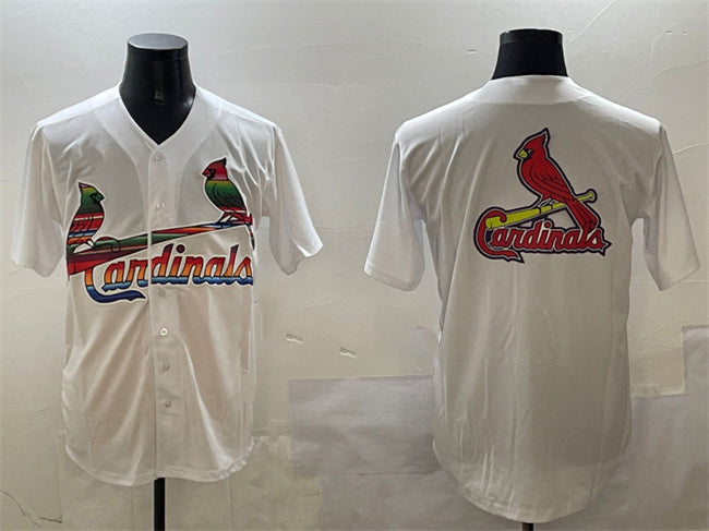 St. Louis Cardinals Team Big Logo White Cool Base Stitched Baseball Jersey baseball jersey product view 1