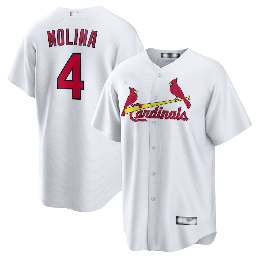St. Louis Cardinals #4 Yadier Molina White Home Replica Player Name Jersey Baseball Jerseys baseball jersey product view 1