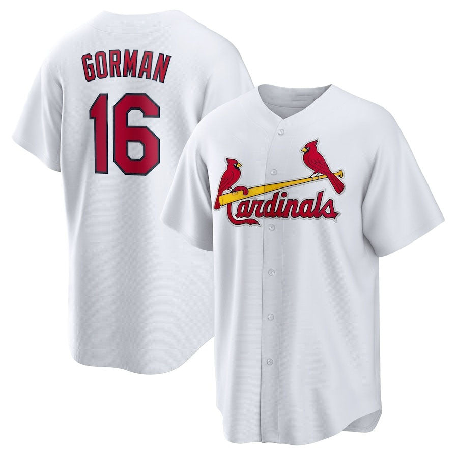 St. Louis Cardinals #16 Nolan Gorman Home Replica Jersey - White Stitched Baseball Jersey baseball jersey product view 1