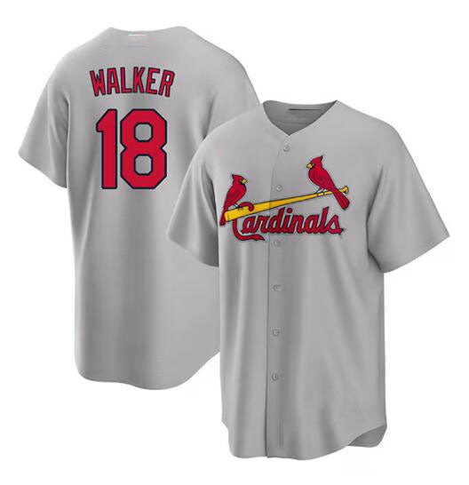 St. Louis Cardinals #18 Jordan Walker Grey Cool Base Stitched Baseball Jersey baseball jersey product view 1