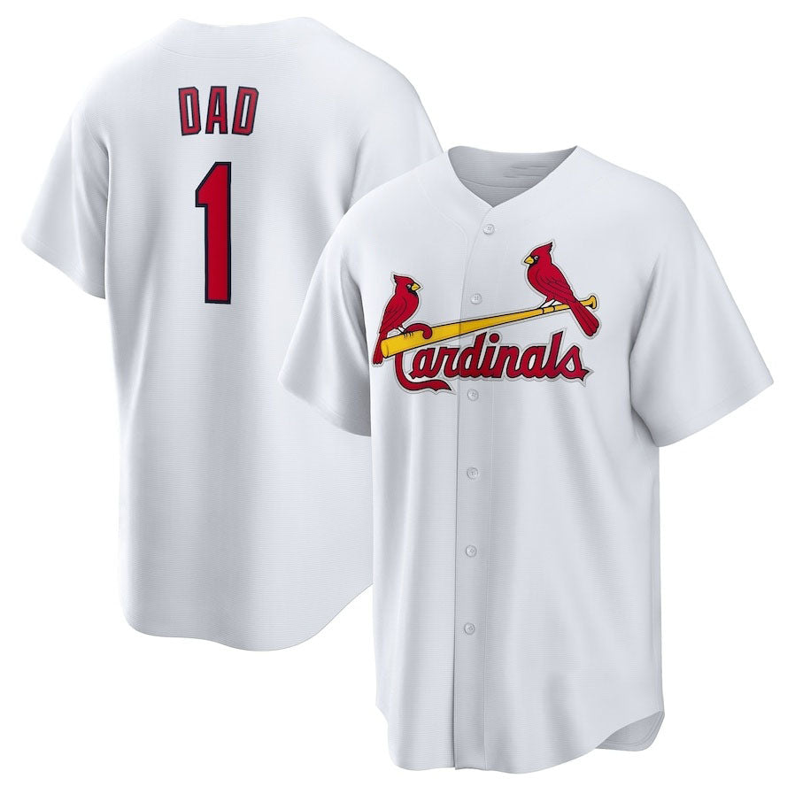 St. Louis Cardinals #1 Dad Home Replica Jersey - White Stitched Baseball Jersey baseball jersey product view 1