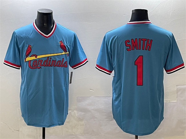 St. Louis Cardinals #1 Ozzie Smith Blue Stitched Baseball Jersey baseball jersey product view 1