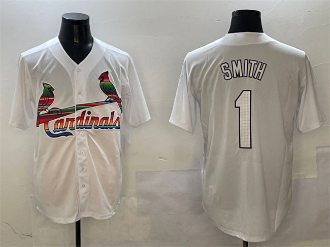 St. Louis Cardinals #1 Ozzie Smith White Cool Base Stitched Baseball Jersey baseball jersey product view 1