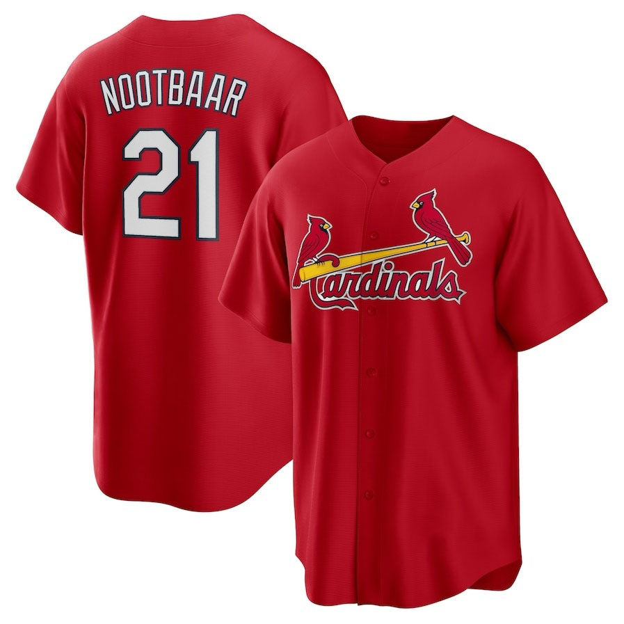 St. Louis Cardinals #21 Lars Nootbaar Big & Tall Alternate Replica Player Jersey - Red Stitched Baseball Jersey baseball jersey product view 1