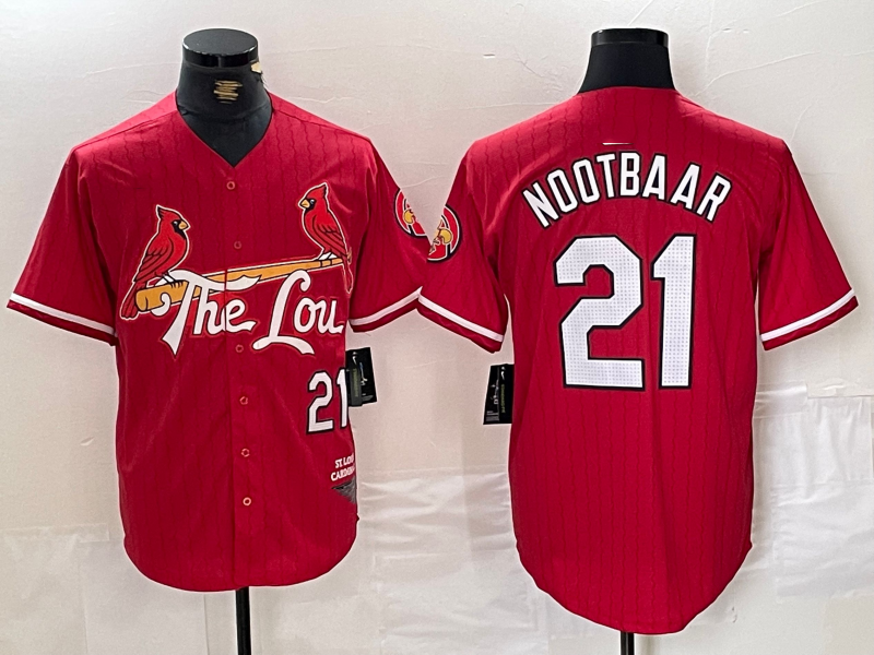 St. Louis Cardinals #21 Lars Nootbaar Red 2024 City Connect Limited Stitched Baseball Jersey baseball jersey product view 1
