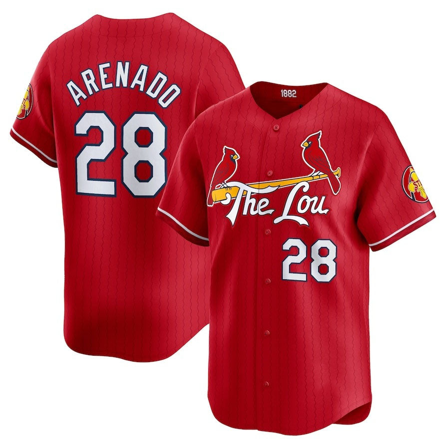 St. Louis Cardinals #28 Nolan Arenado 2024 City Connect Limited Player Jersey - Red Stitched Baseball Jersey baseball jersey product view 1