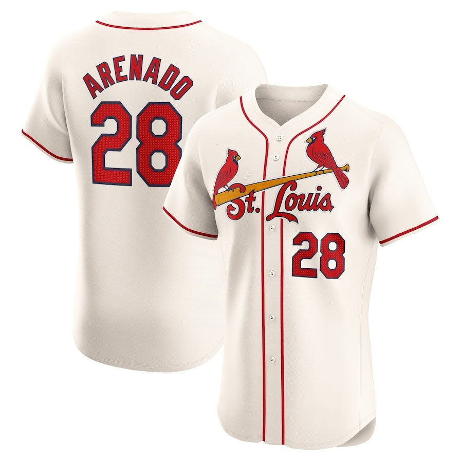 St. Louis Cardinals #28 Nolan Arenado Alternate Elite Player Jersey - Cream Stitched Baseball Jersey baseball jersey product view 1