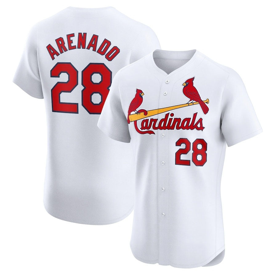 St. Louis Cardinals #28 Nolan Arenado Home Elite Player Jersey - White Stitched Baseball Jersey baseball jersey product view 1