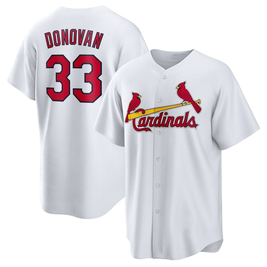 St. Louis Cardinals #33 Brendan Donovan Home Replica Jersey - White Stitched Baseball Jersey baseball jersey product view 1
