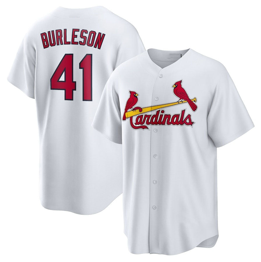 St. Louis Cardinals #41 Alec Burleson Home Replica Jersey - White Stitched Baseball Jersey baseball jersey product view 1