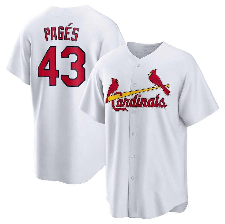 St. Louis Cardinals #43 Pedro Pag¨¦s Home Replica Jersey - White Stitched Baseball Jersey baseball jersey product view 1