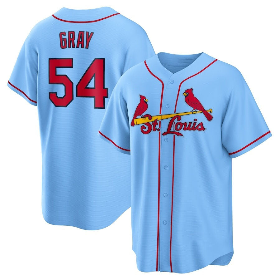 St. Louis Cardinals #54 Sonny Gray Alternate Replica Jersey - Light Blue Stitched Baseball Jersey baseball jersey product view 1