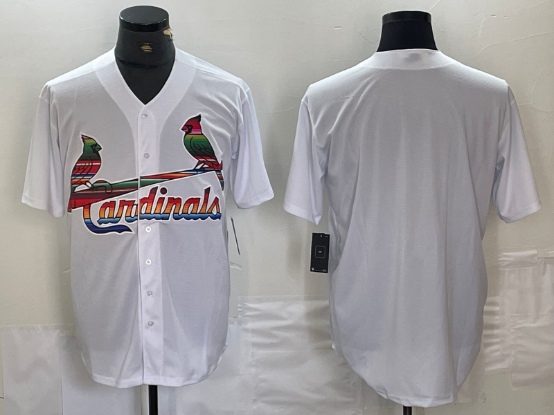 St. Louis Cardinals Blank White Rainbow Stitched Cool Base Jersey Baseball Jersey baseball jersey product view 1